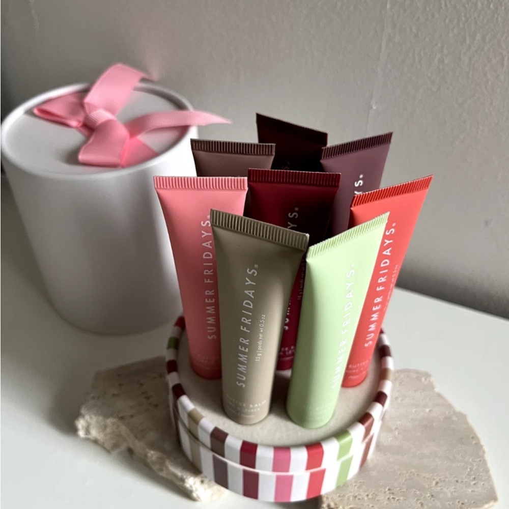 Limited Edition Summer Fridays Anniversary 8pc Lip Butter Balm Set + Keychain